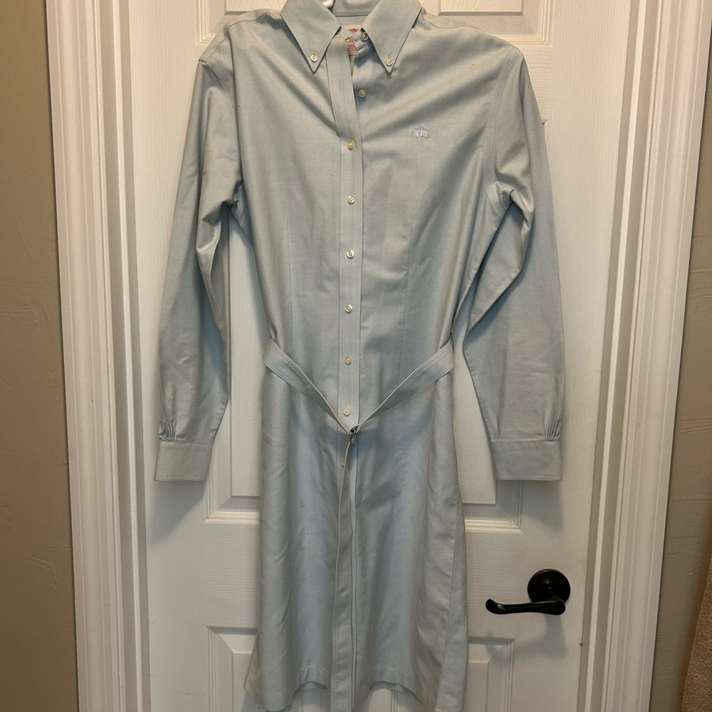 Brooks Brothers Light Blue Long-Sleeve Shirt Dress